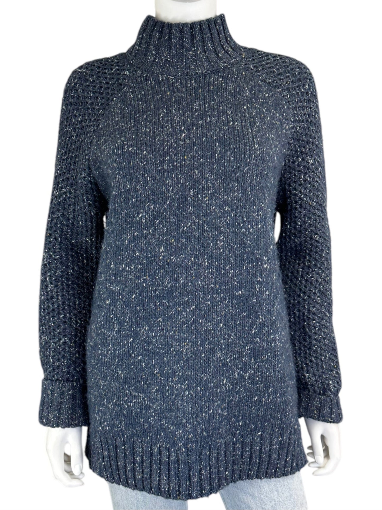 Prana Navy Blue Confetti Wool Sweater Size M
