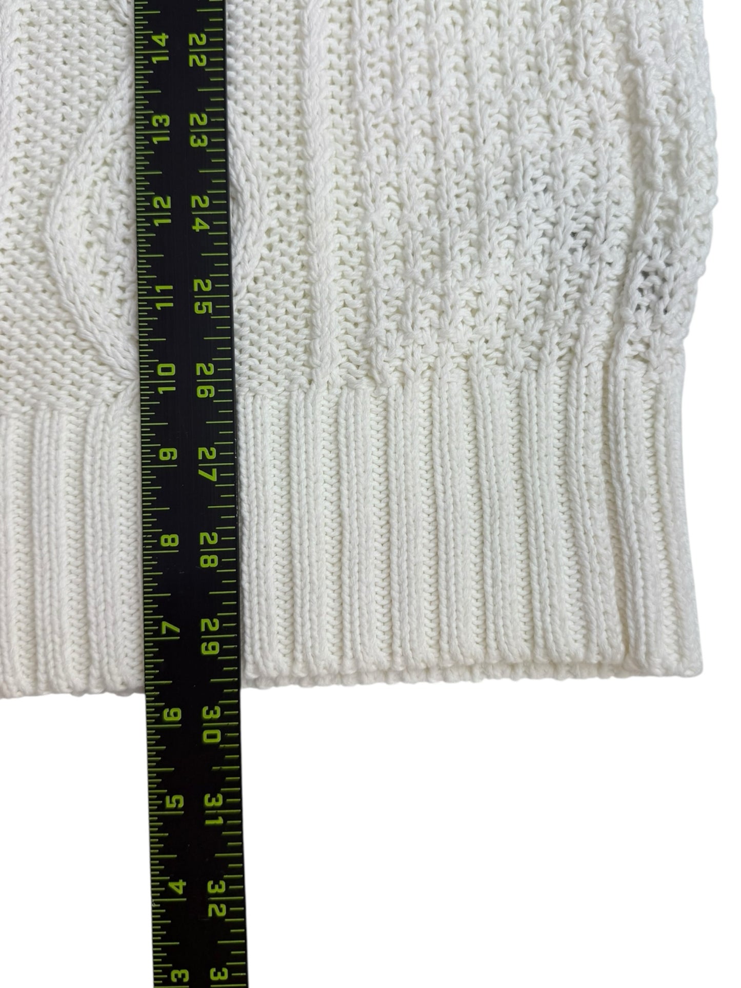 J. Crew White Organic Cotton Cable Knit Sweater Size M