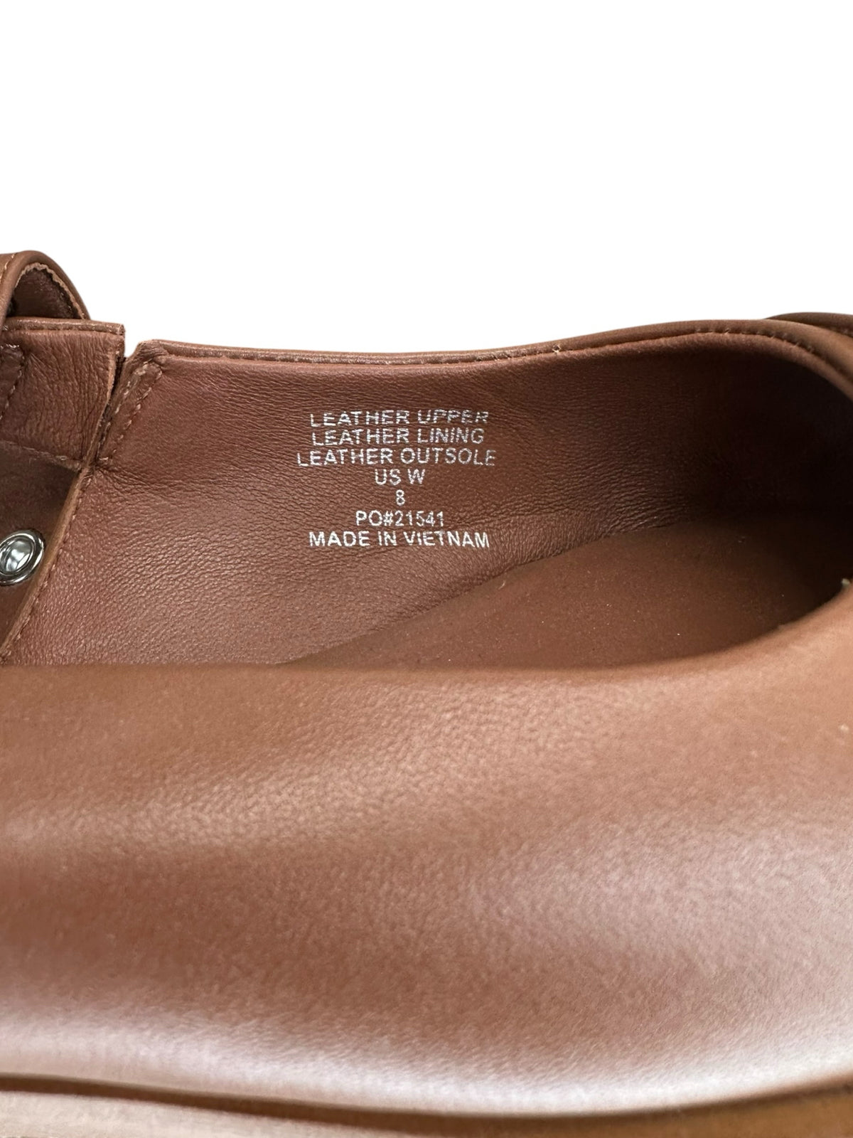 Quince Brown Cognac Italian Leather Bold Buckle Slingback Flats Size 8