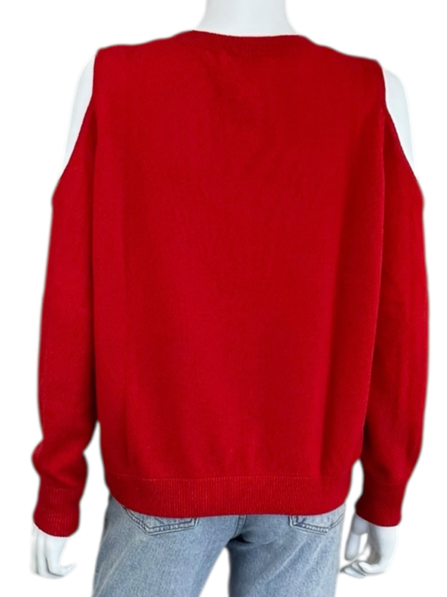 minnie rose Red 100% Cashmere Cold Shoulder Sweater Size S