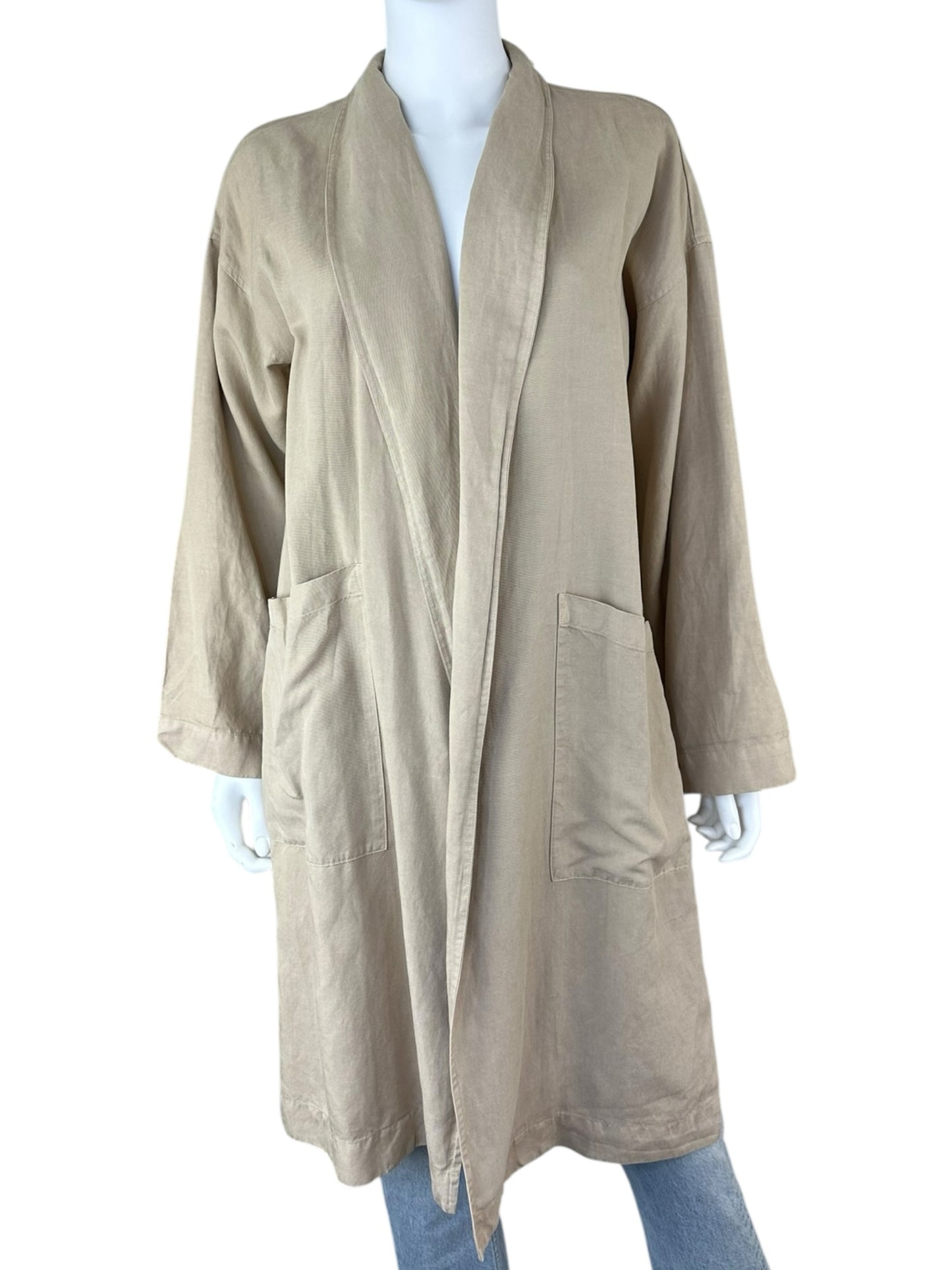 EILEEN FISHER Tan Linen Blend Duster Size S