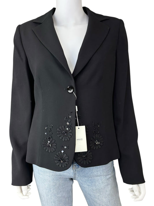 ARMANI COLLEZIONI NWT 100% Virgin Wool Black Blazer Size 10