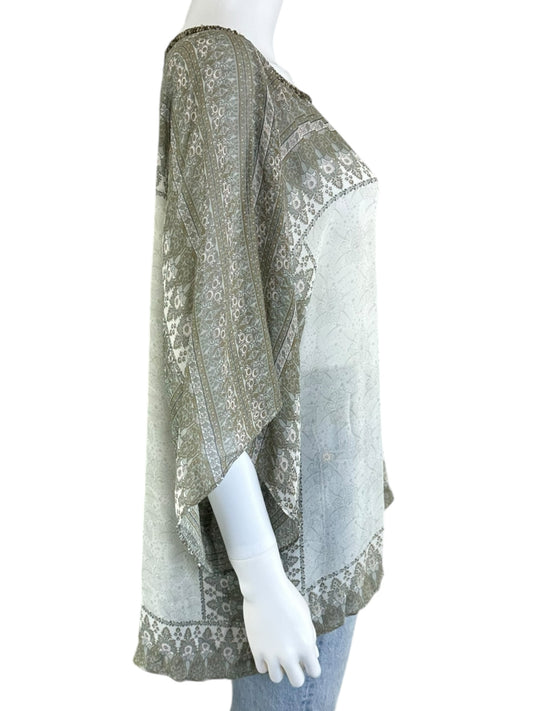 CALYPSO St. Barth 100% Silk White Blouse Size S