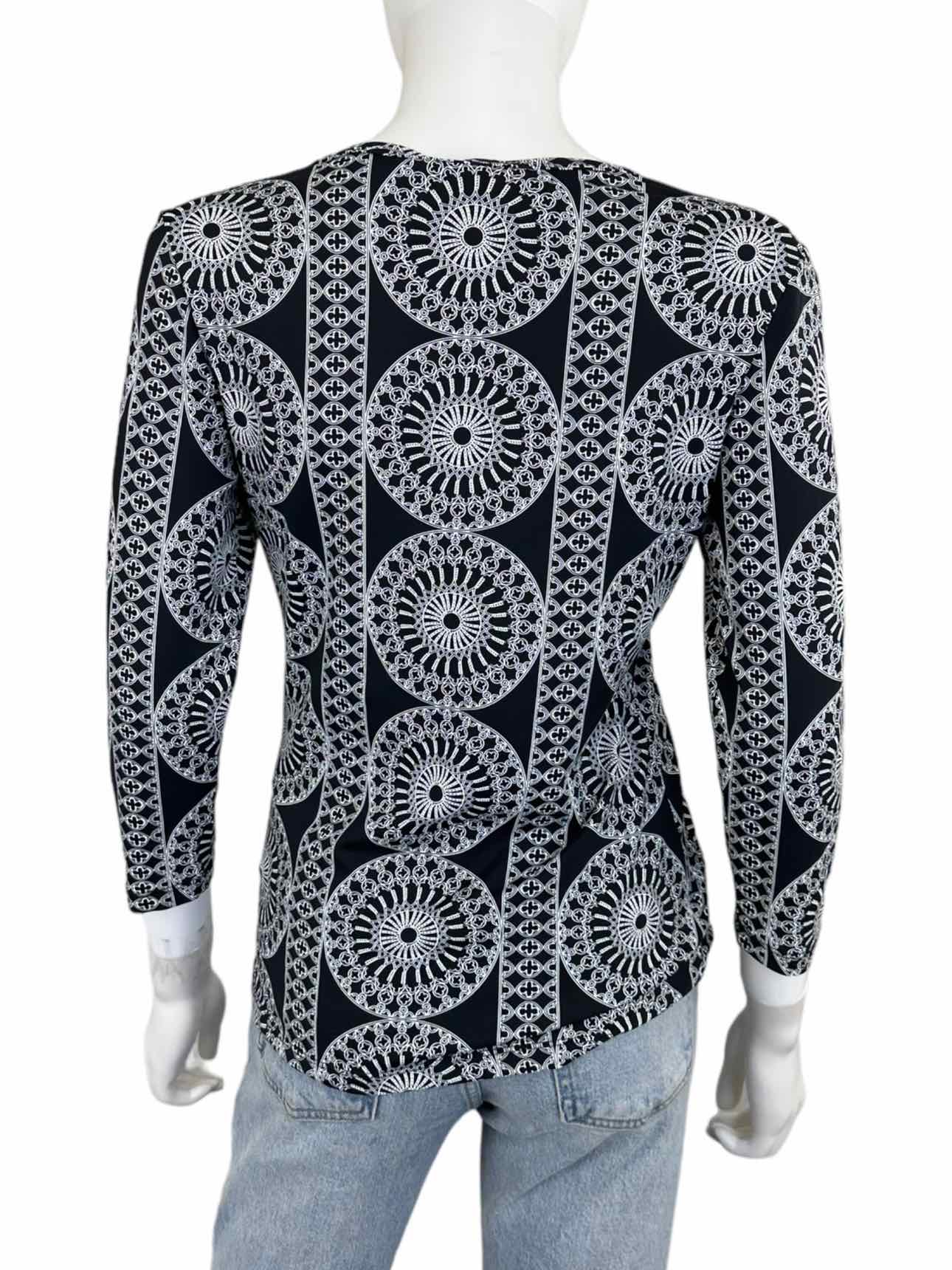 J. McLaughlin Black Medallion Print Blouse Size S