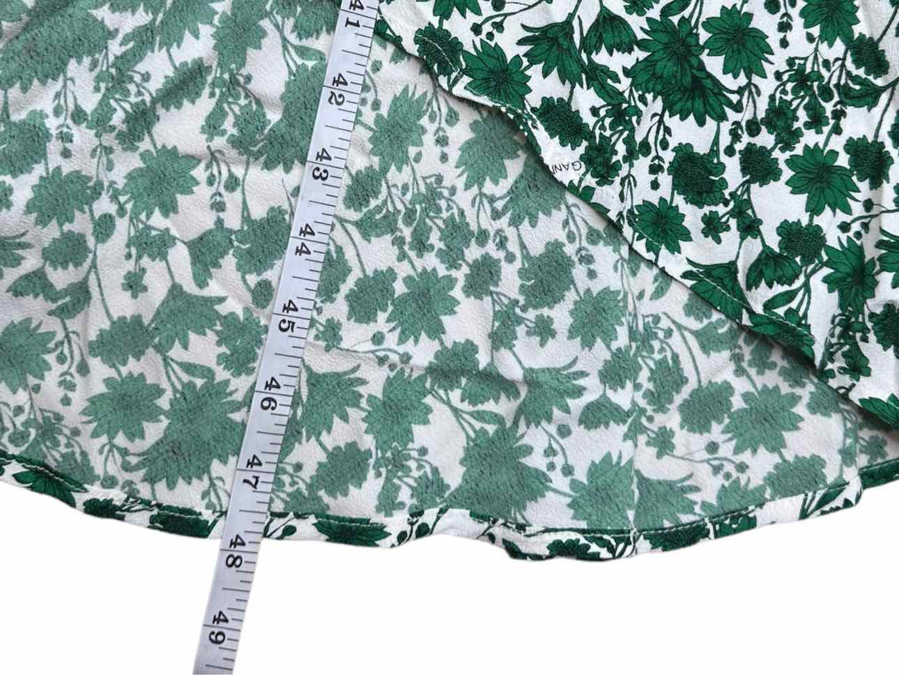 GANNI Green Floral Print Wrap Dress Size S