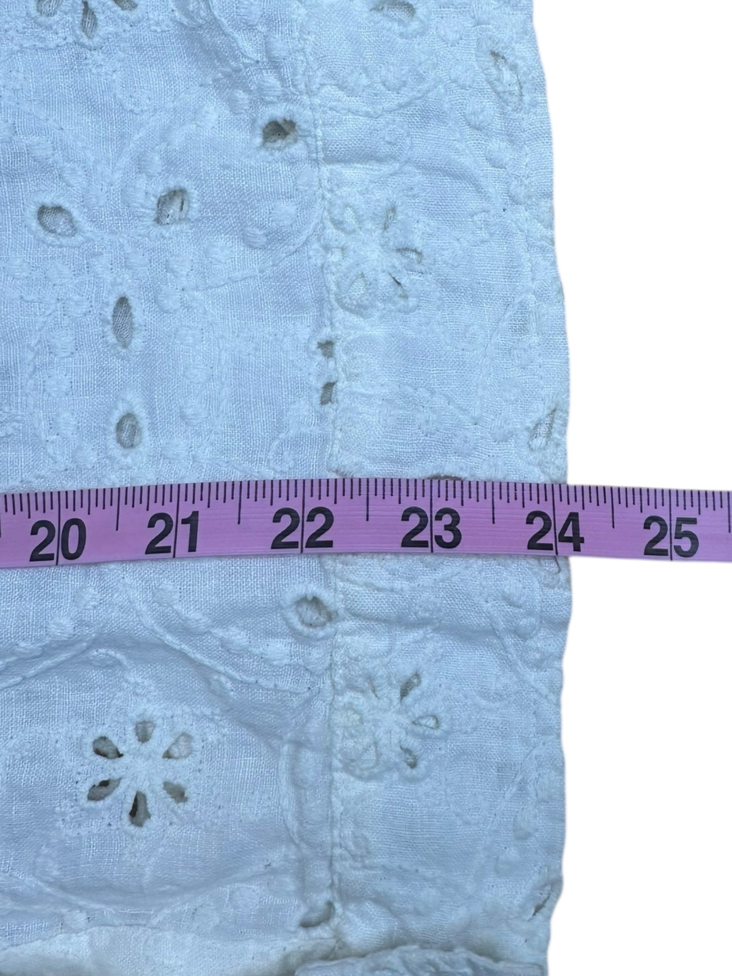 Johnny Was Jade White 100% Linen Embroidered Button-Down Size L