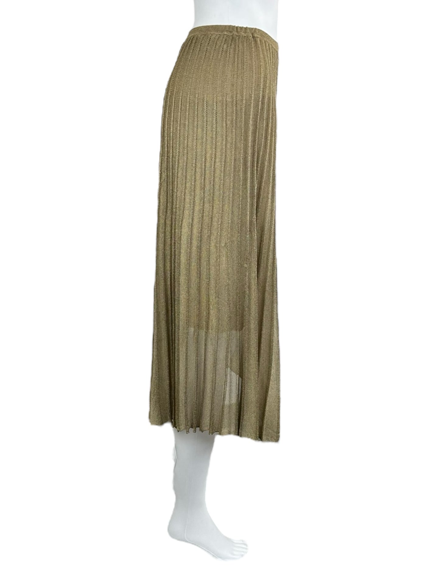 Vince Gold Pleated Midi Skirt Size S