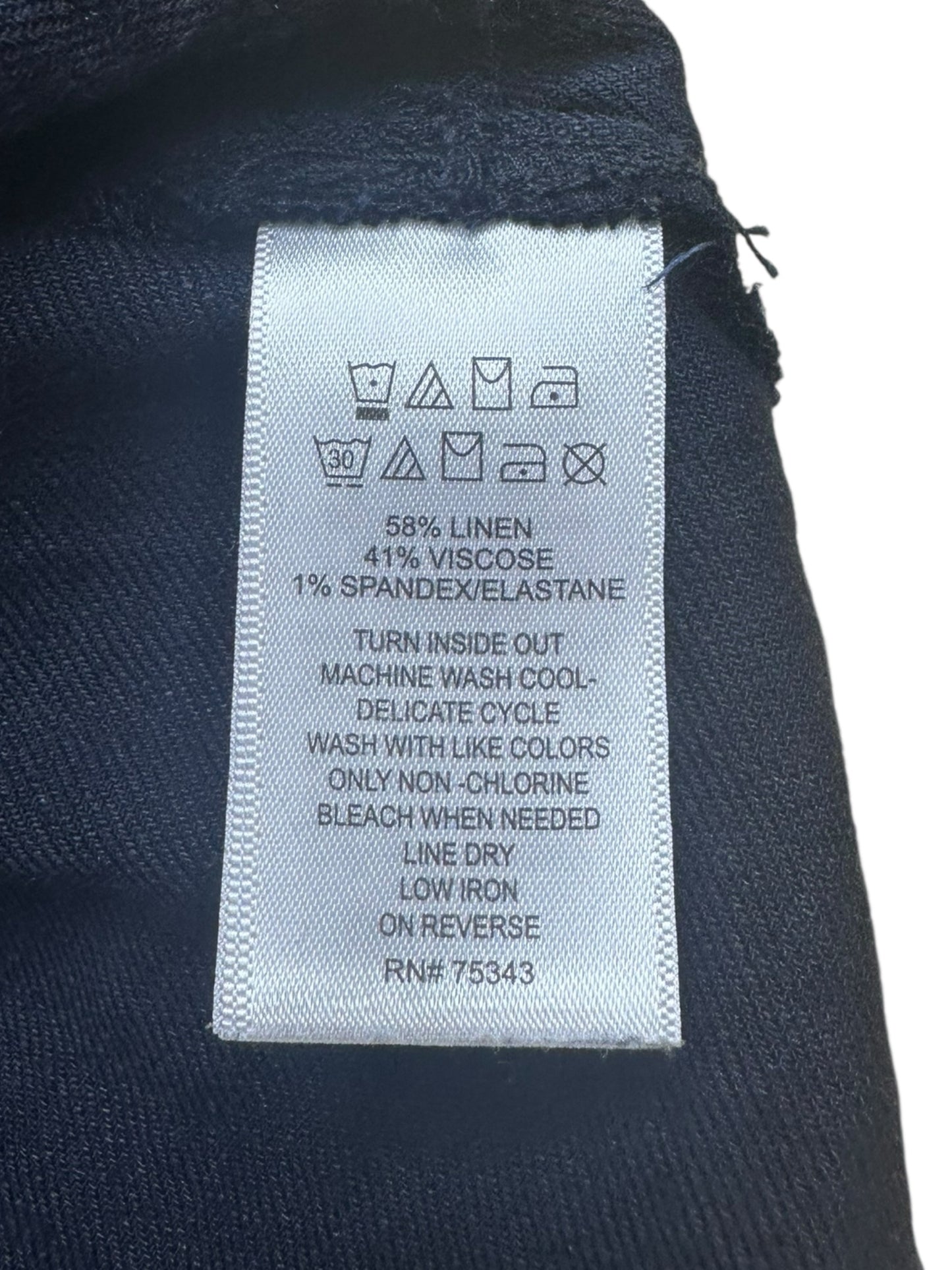 TAHARI Navy Linen Blend Shift Dress Size 14