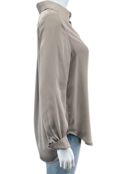 RD STYLE NWT Taupe Satin Button-Down Shirt Size S