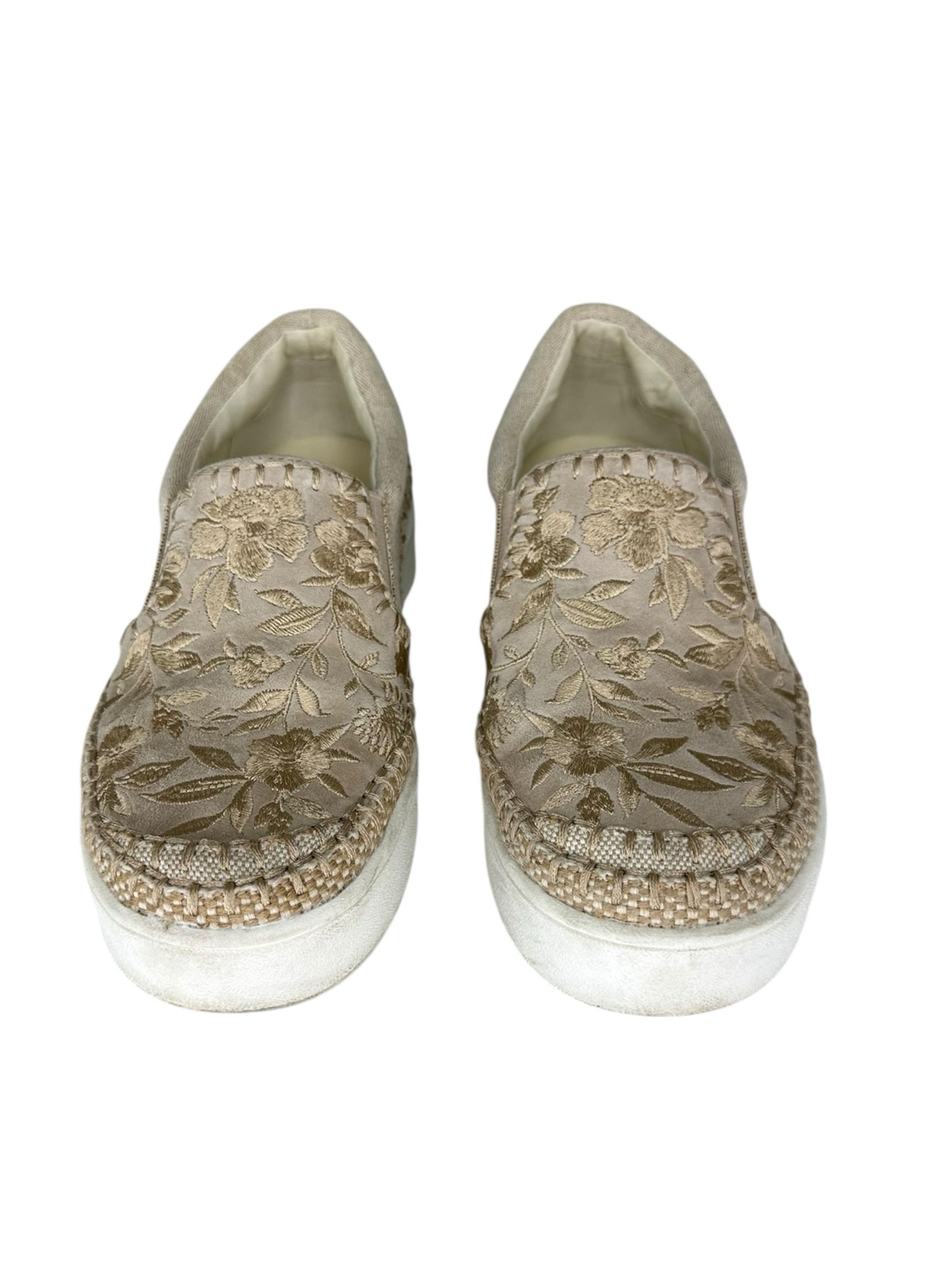 Johnny Was Tan Embroidered Cecilia Slip-on Sneakers Size 8.5