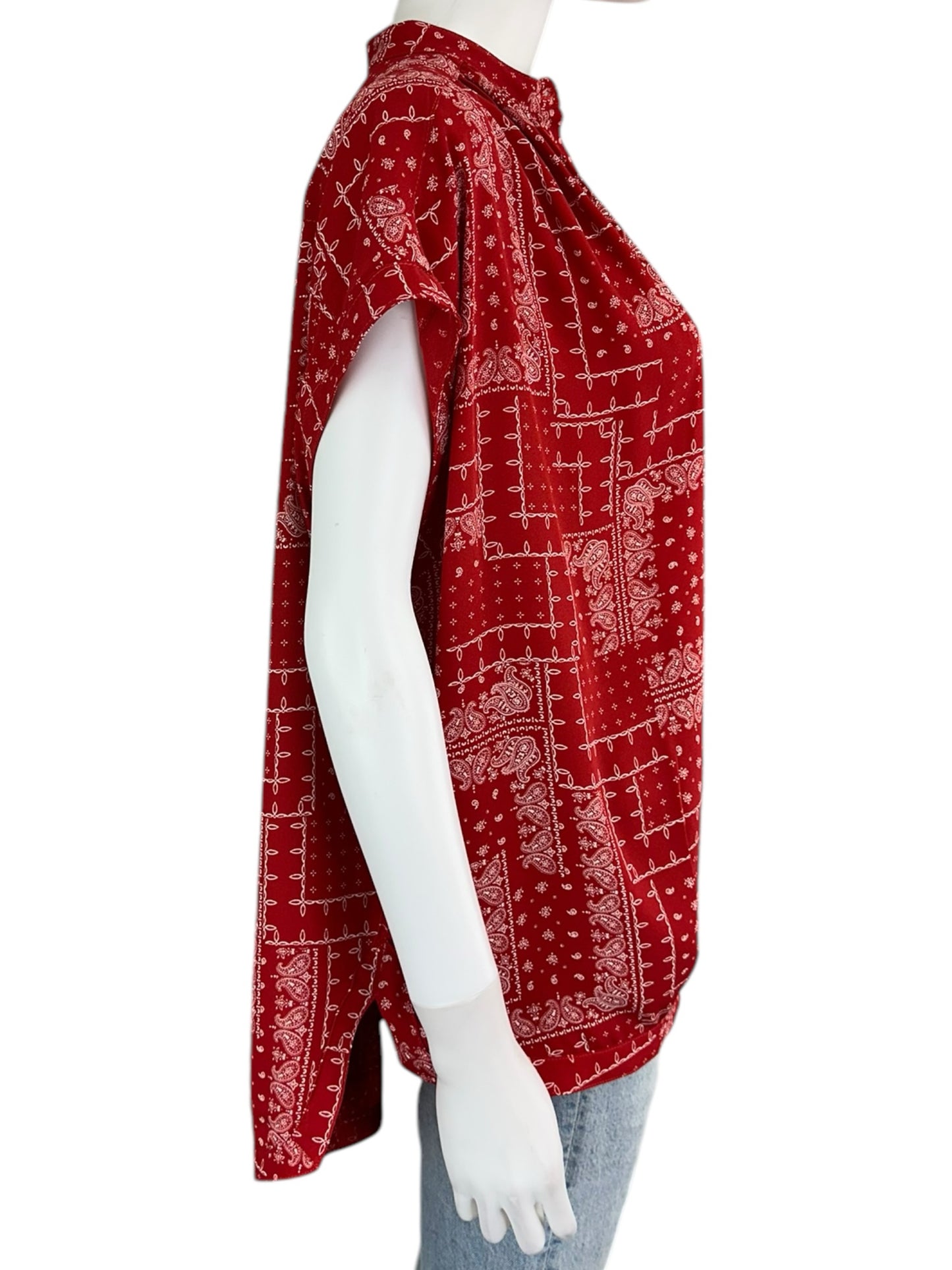 KOCH Red Paisley Blouse Size XS