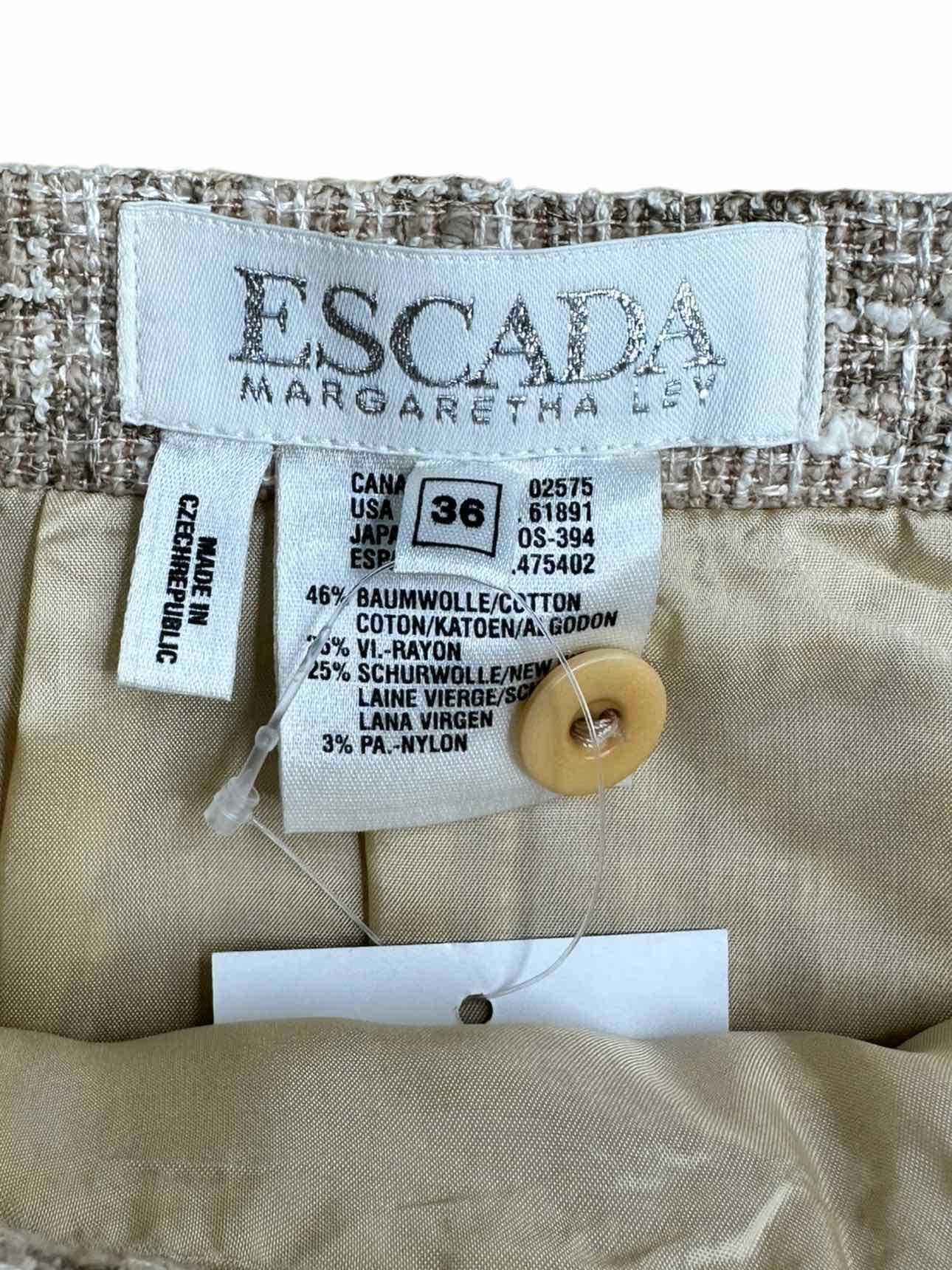 ESCADA Tan Tweed Skirt Size 36