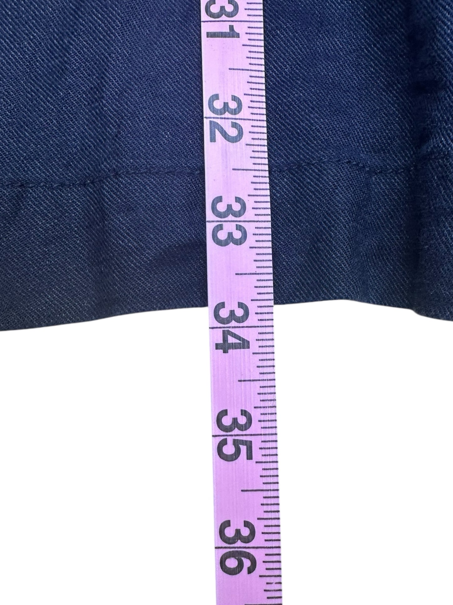 TAHARI Navy Linen Blend Shift Dress Size 14