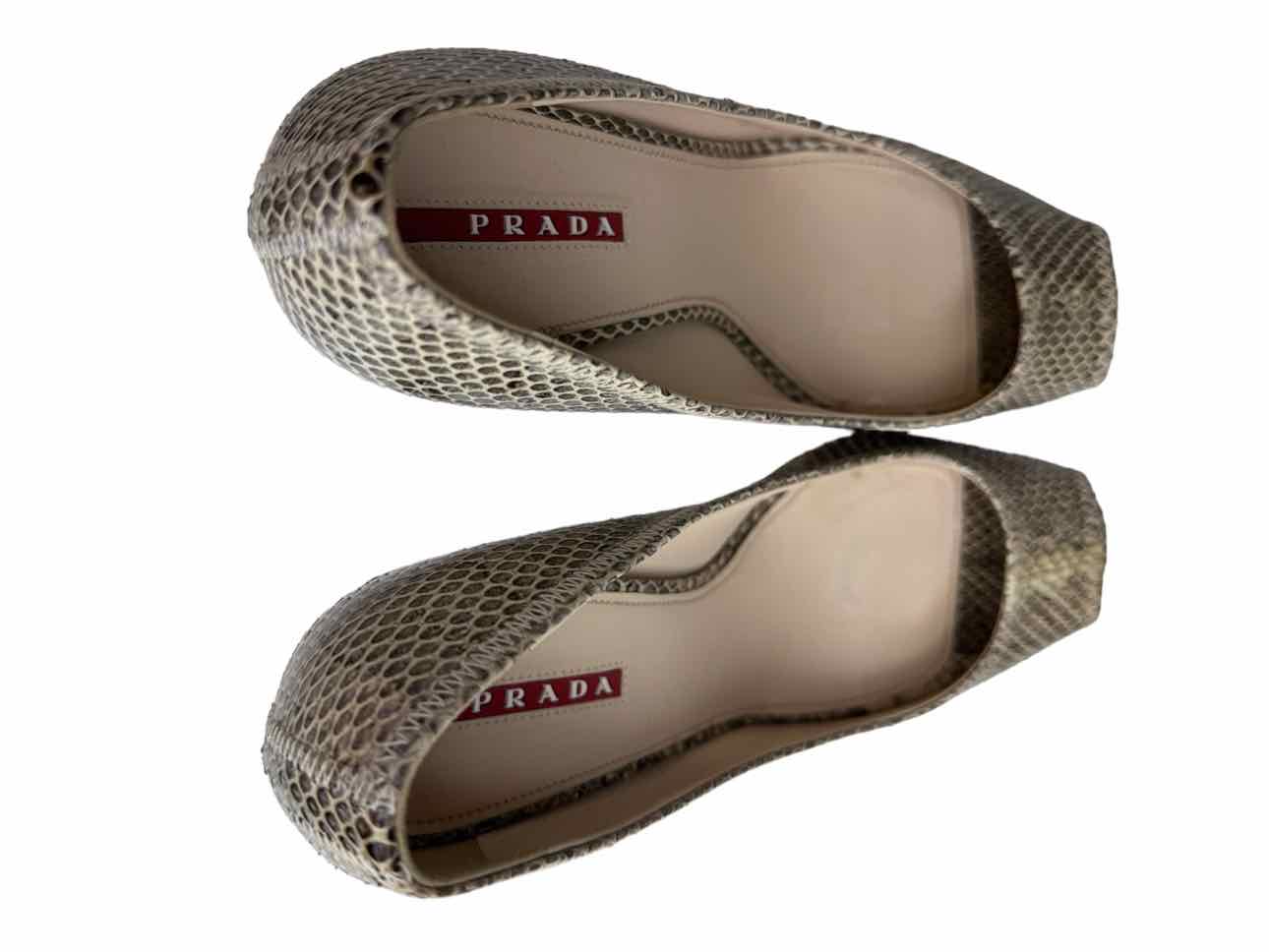 PRADA Donna Miele Genuine Snakeskin Pumps Size 37.5
