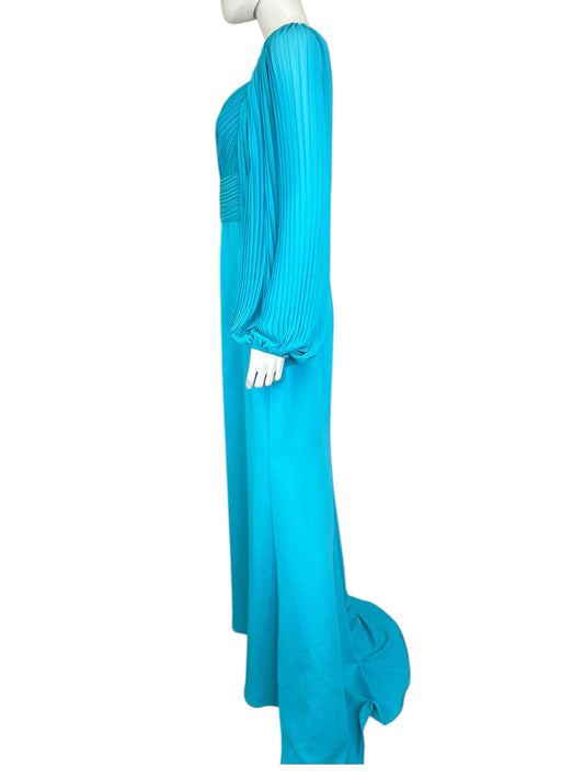 Badgley Mischka NWT Aqua Maxi Formal Dress Size 14