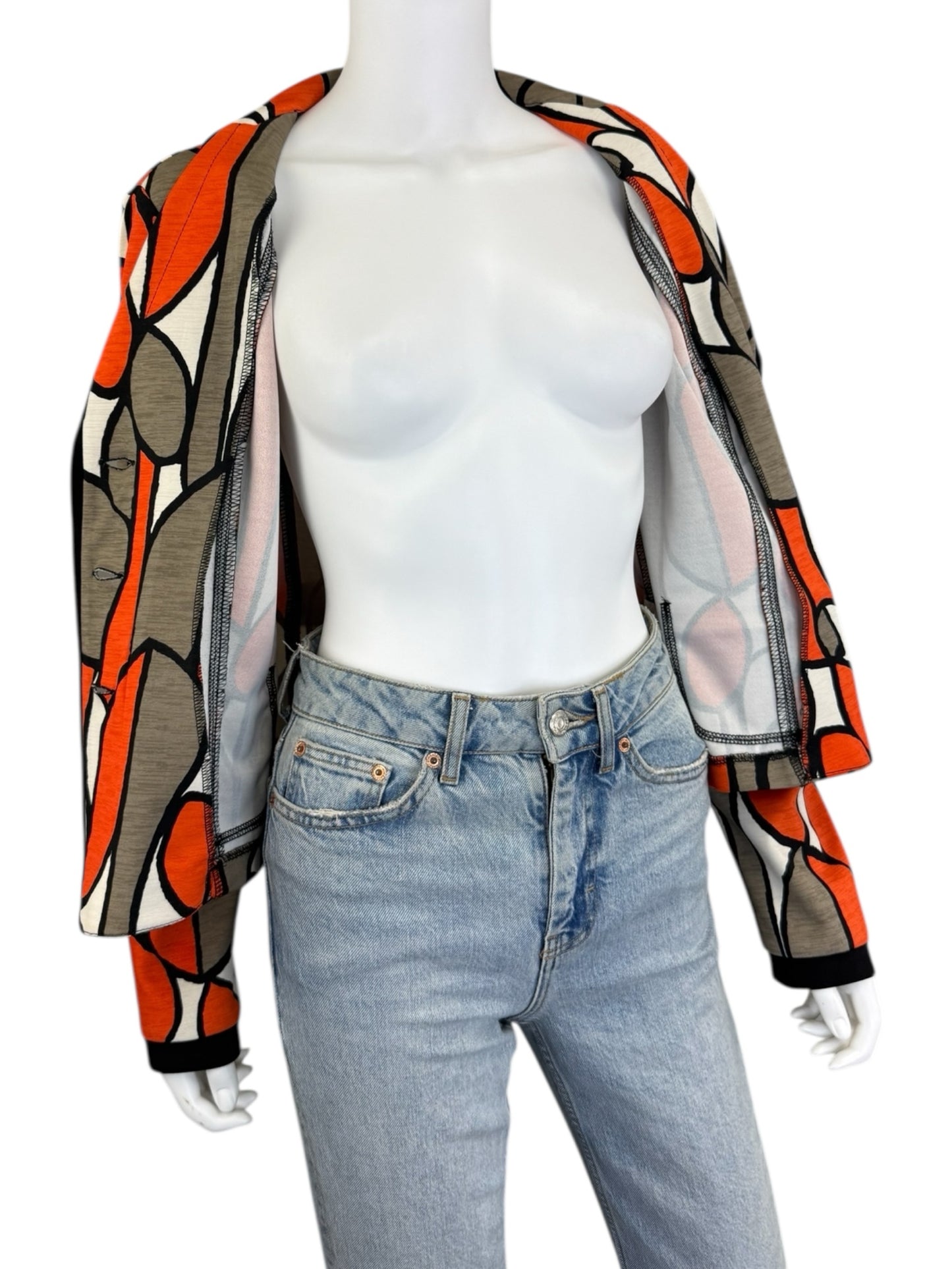 Joseph Ribkoff Orange Abstract Knit Jacket Size M