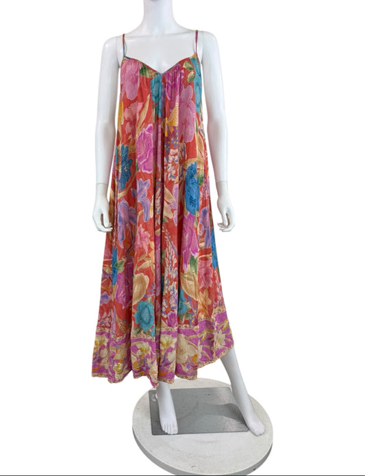 Spell Pink Painter's Garden Floral Maxi Dress Size XS