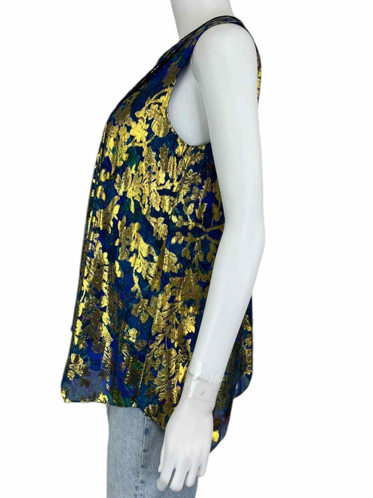 ELIE TAHARI Blue Silk Blend Shell Size S P