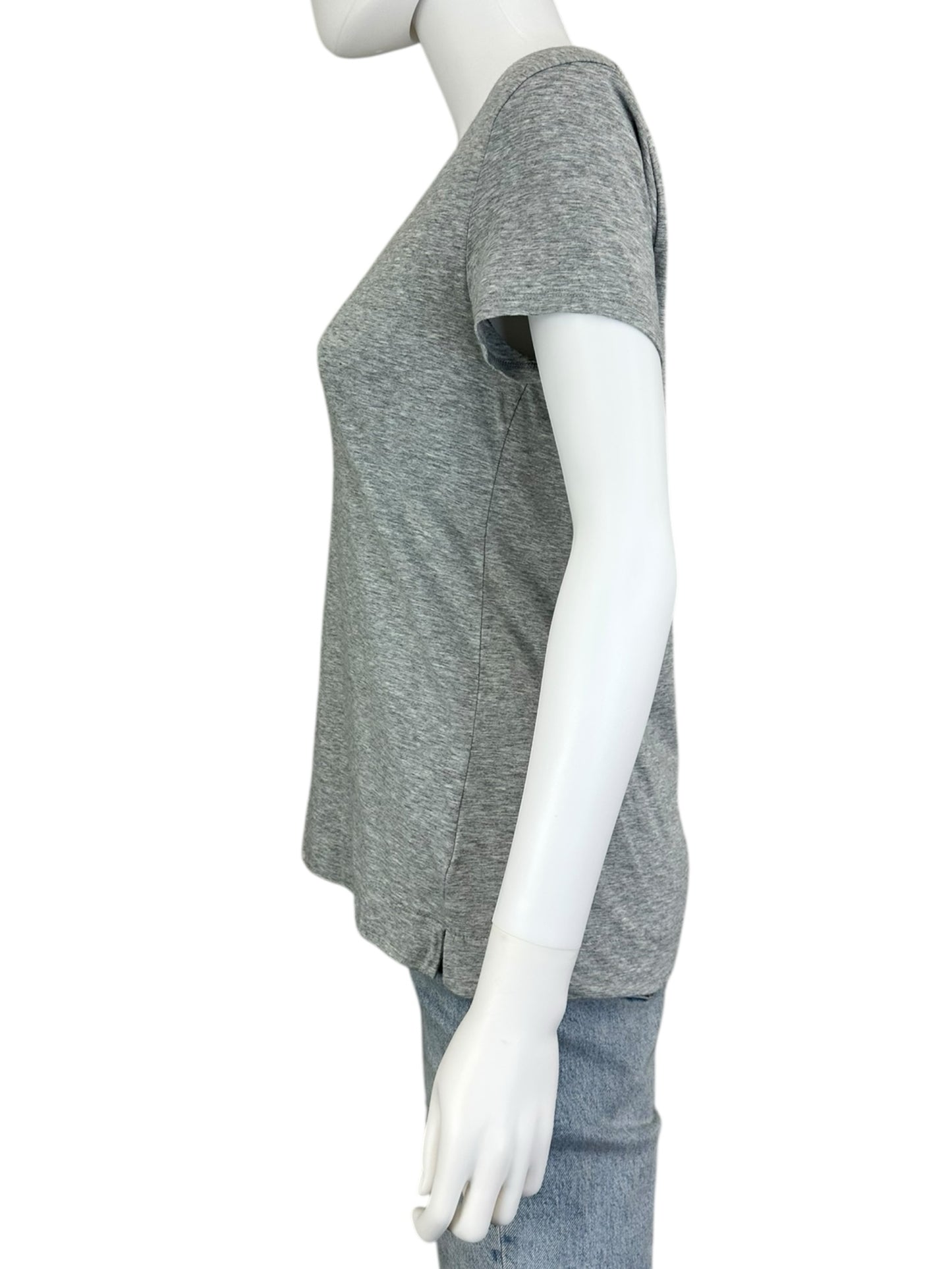 WHITE + WARREN Gray V-Neck Top Size M
