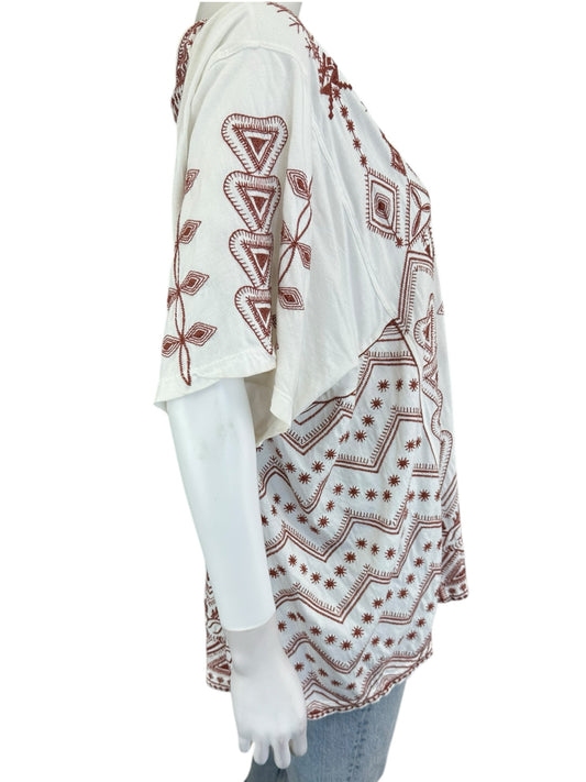 Johnny Was Los Angeles Embroidered Chevron Knit Top Size XL