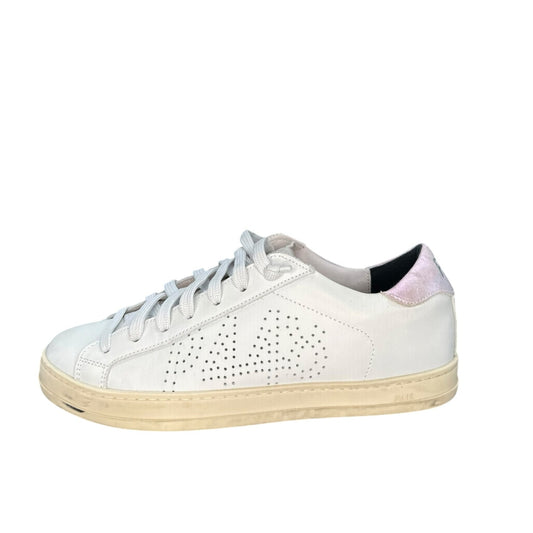 P448 White Leather John Low-Top Sneakers Size 39