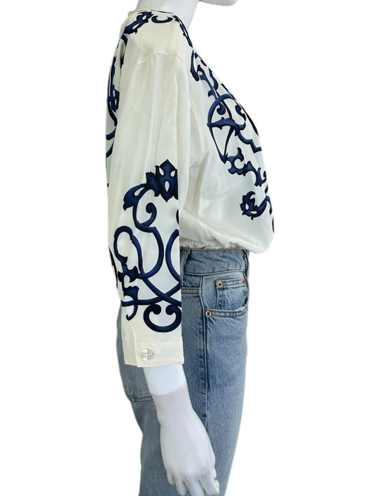 ESCADA Cream 100% Silk Bodysuit Size 42