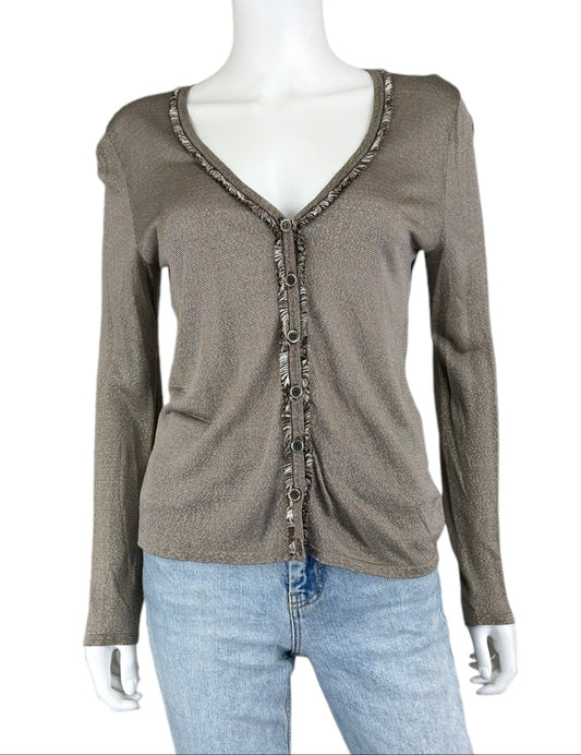 ESCADA Lightweight Brown Shimmer Sweater Cardigan Size 40