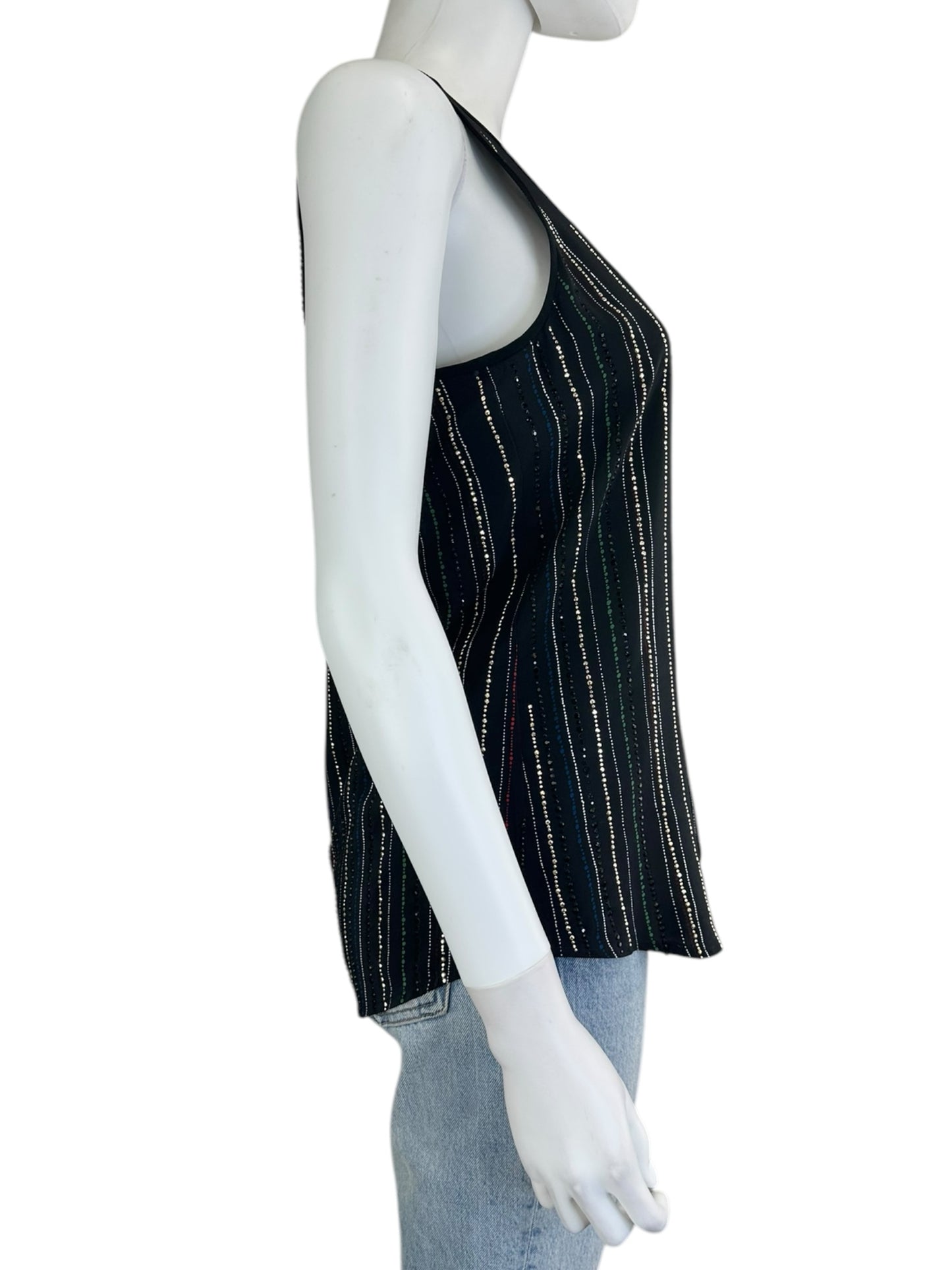 TRINA TURK Black 100% Silk Studded Tank Size S