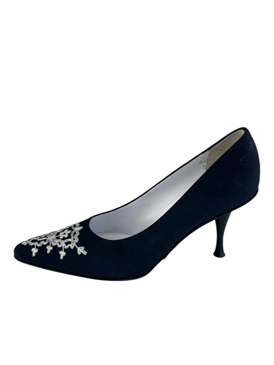 ESCADA Navy Embroidered Pumps Size 8