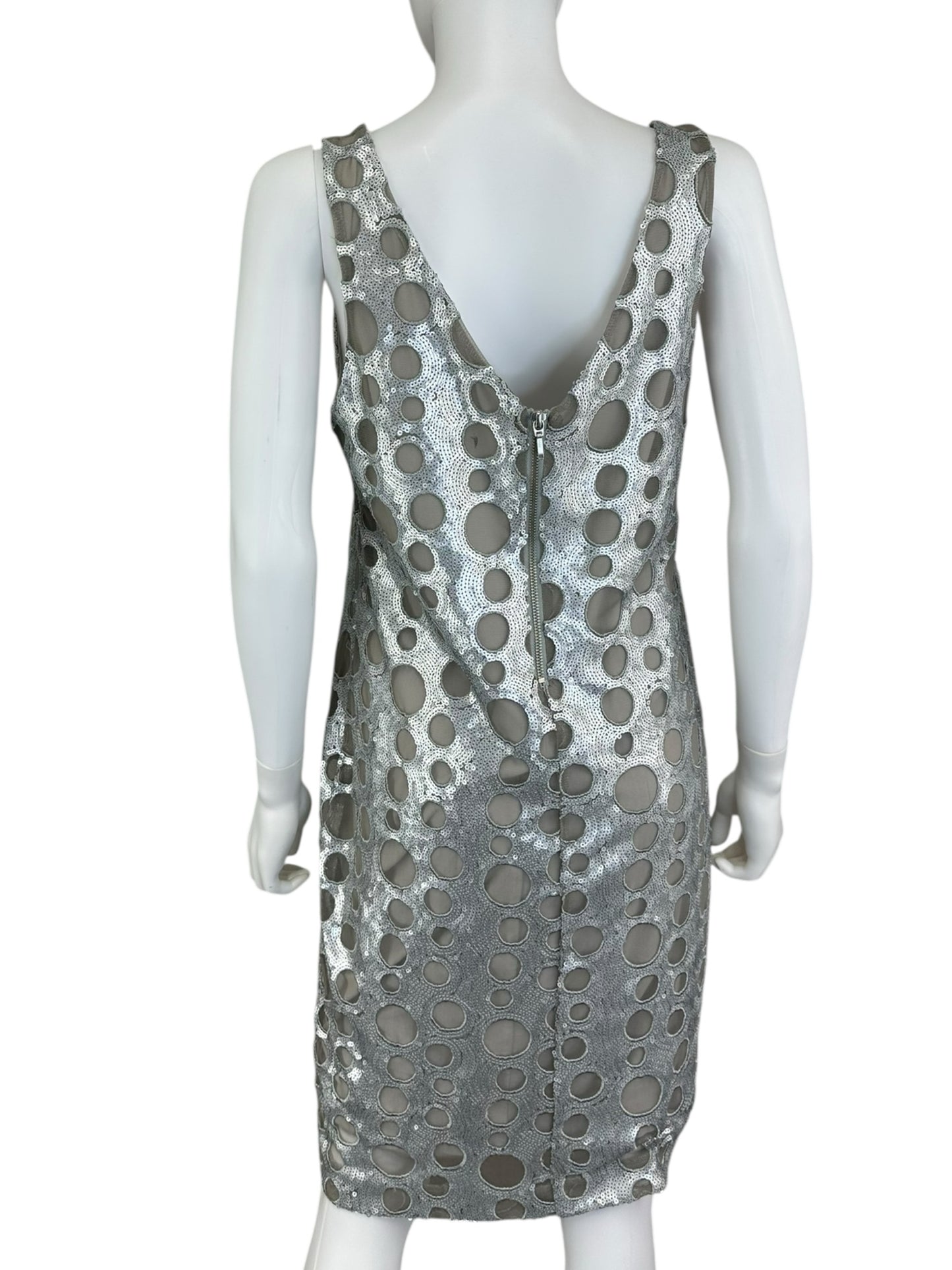 ISDA & Co Silver Sequin Cocktail Dress Size 12