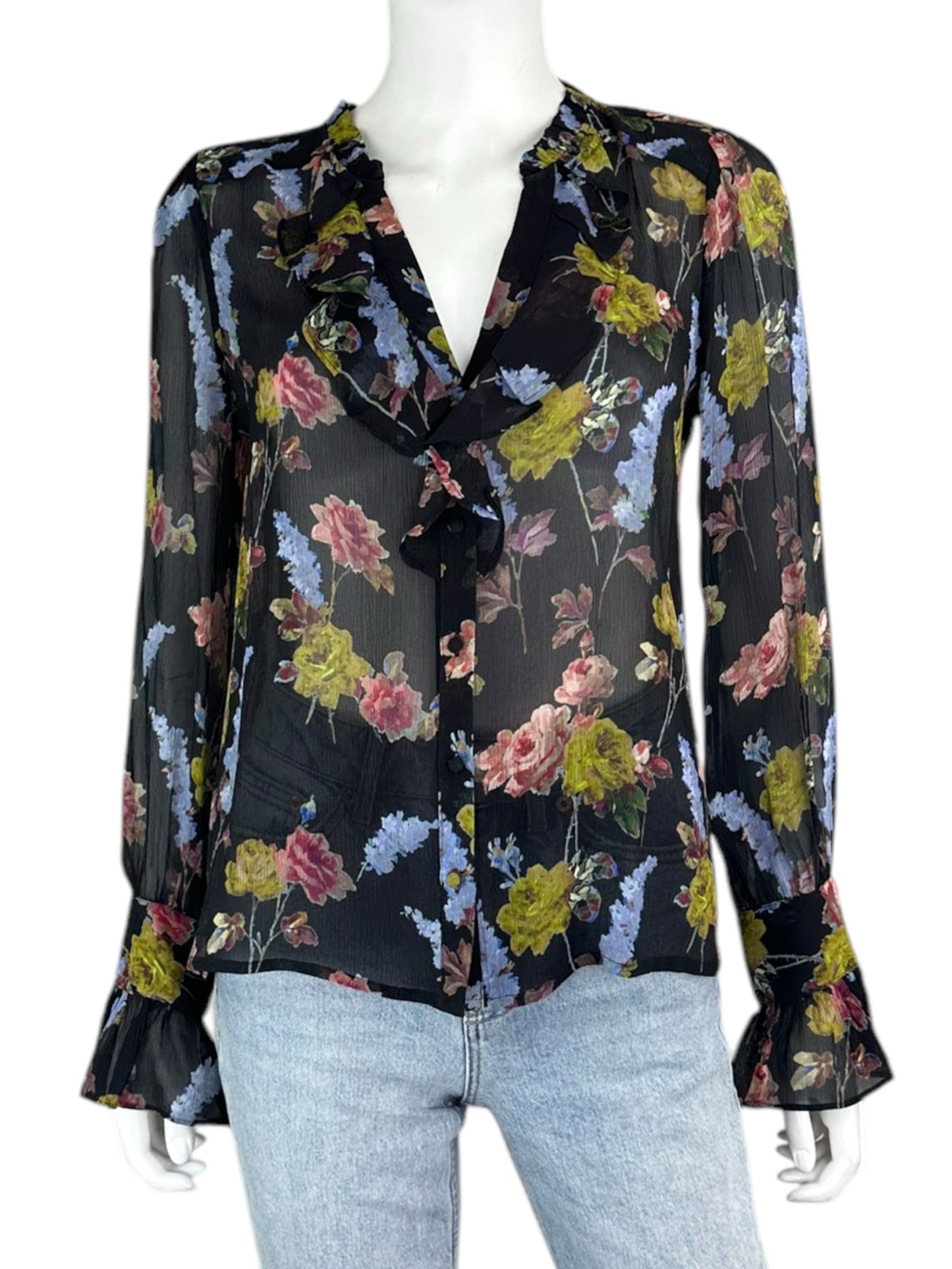 PAIGE Sheer Floral Button-Down Size XS