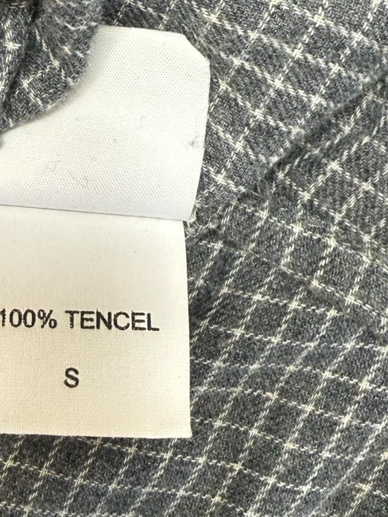 EILEEN FISHER Gray Plaid Blouse Size S