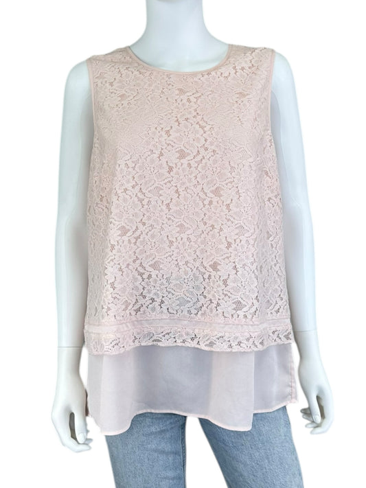 KARL LAGERFELD Pink Lace Shell Size L