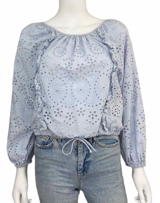 joie Blue Eyelet Blouse Size S