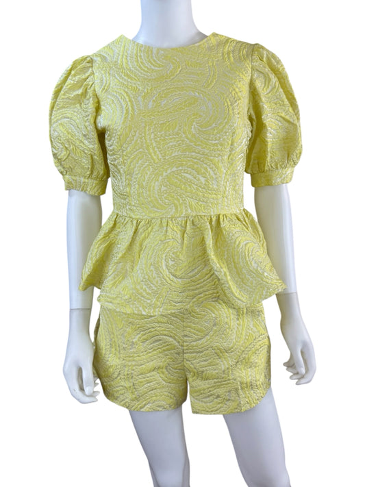 CIEBON Yellow Jacquard Stella Short Set Size S
