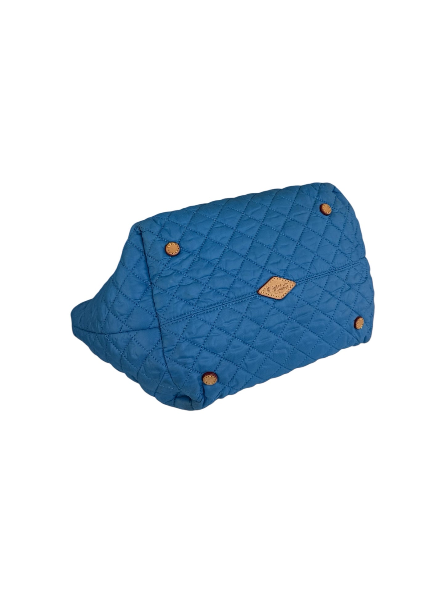 MZ WALLACE Blue Quilted Medium Sutton Deluxe Designer Handbag