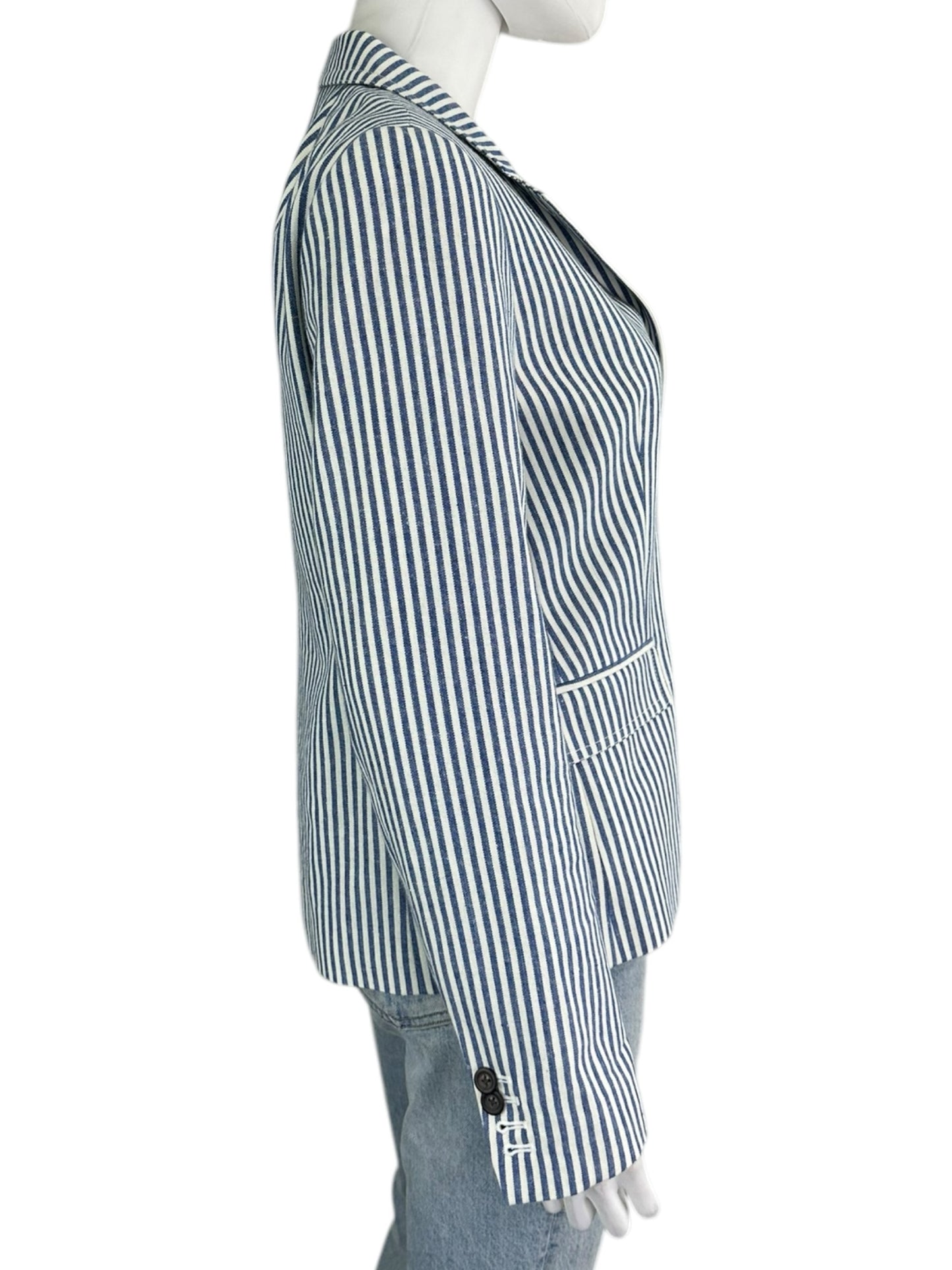 J. Crew Blue and White Striped Blazer Size 10