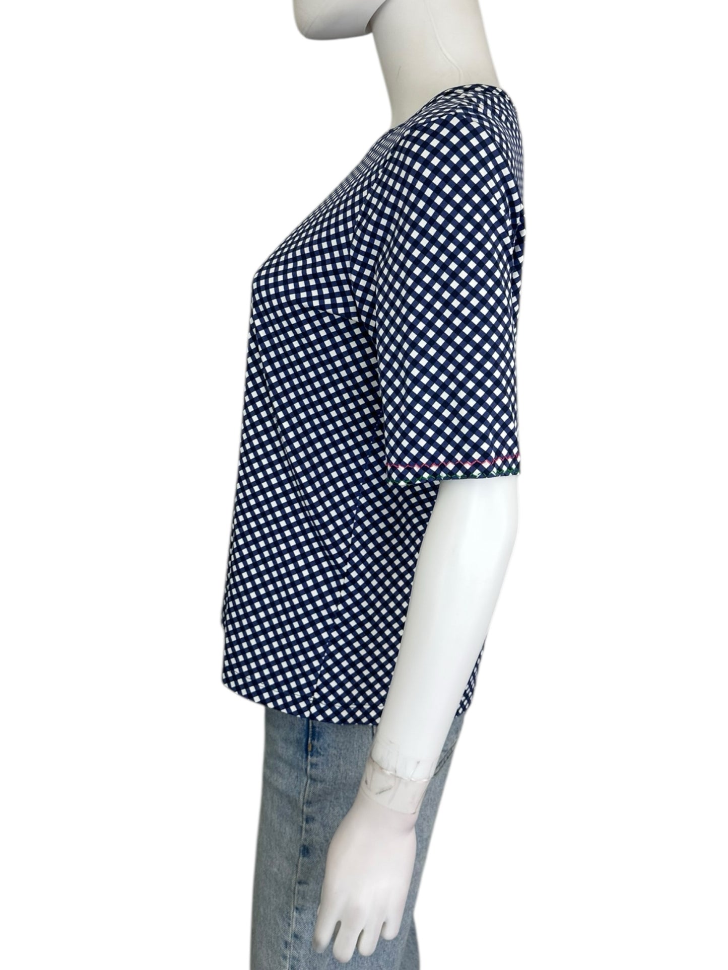 J. McLaughlin Blue And White Checkered Blouse Size M