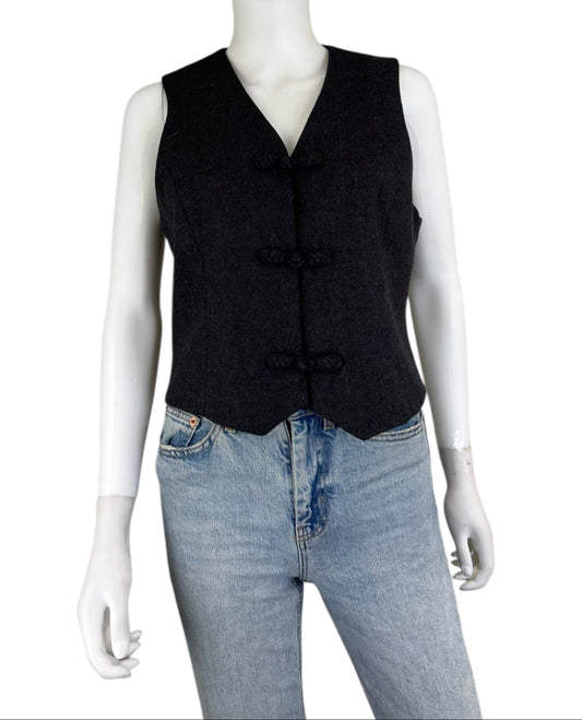 LANDS' END 100% Wool Gray Vest Size 6