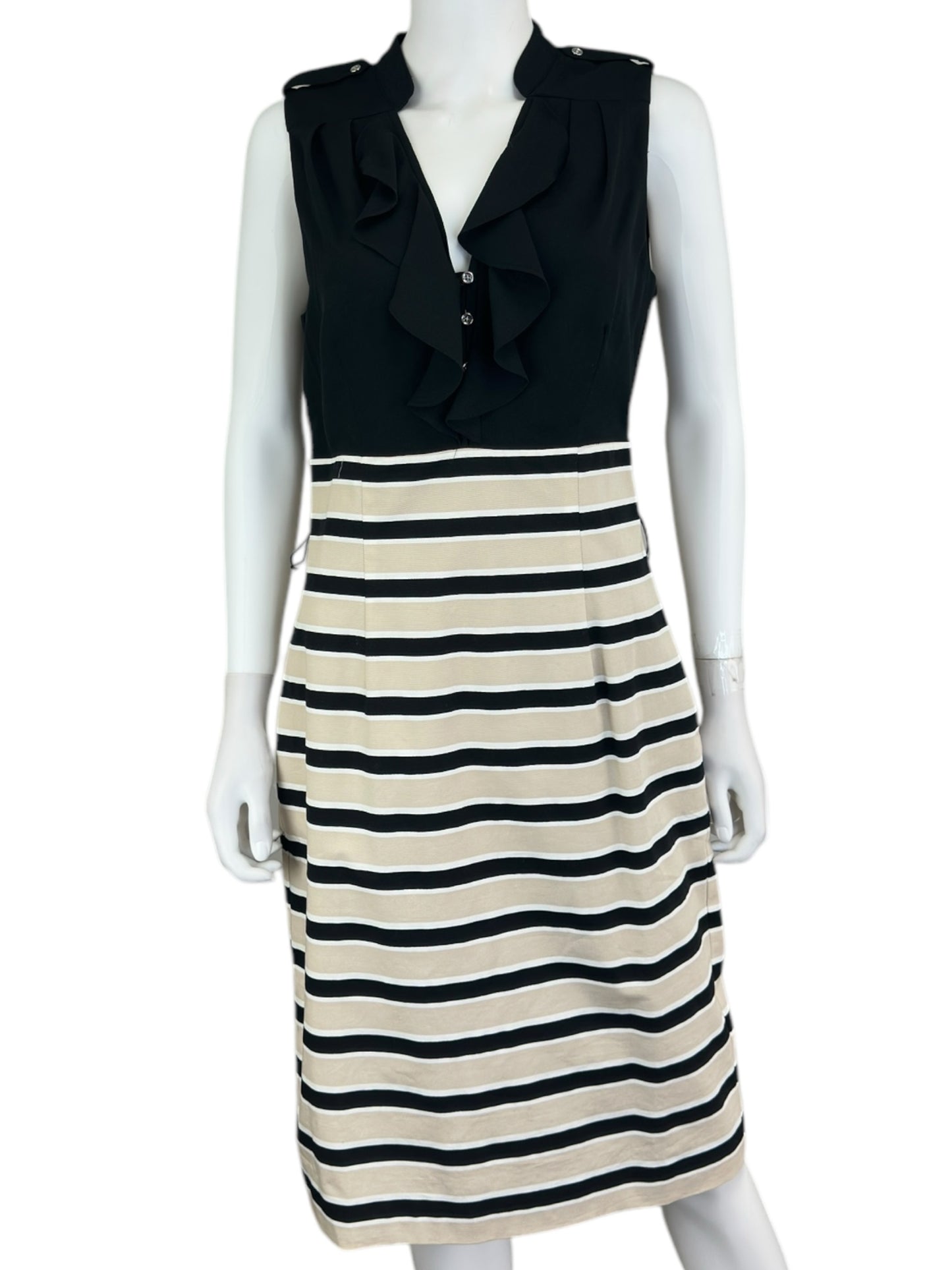 White House Black Market Black Striped Midi Dress Size M