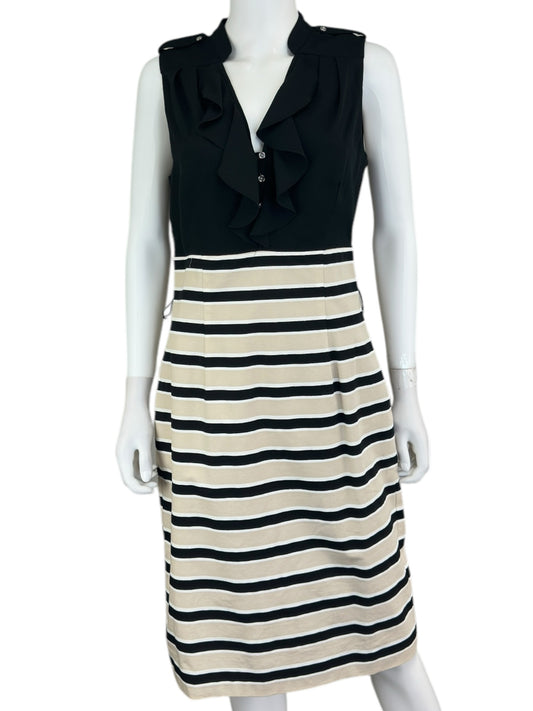 White House Black Market Black Striped Midi Dress Size M