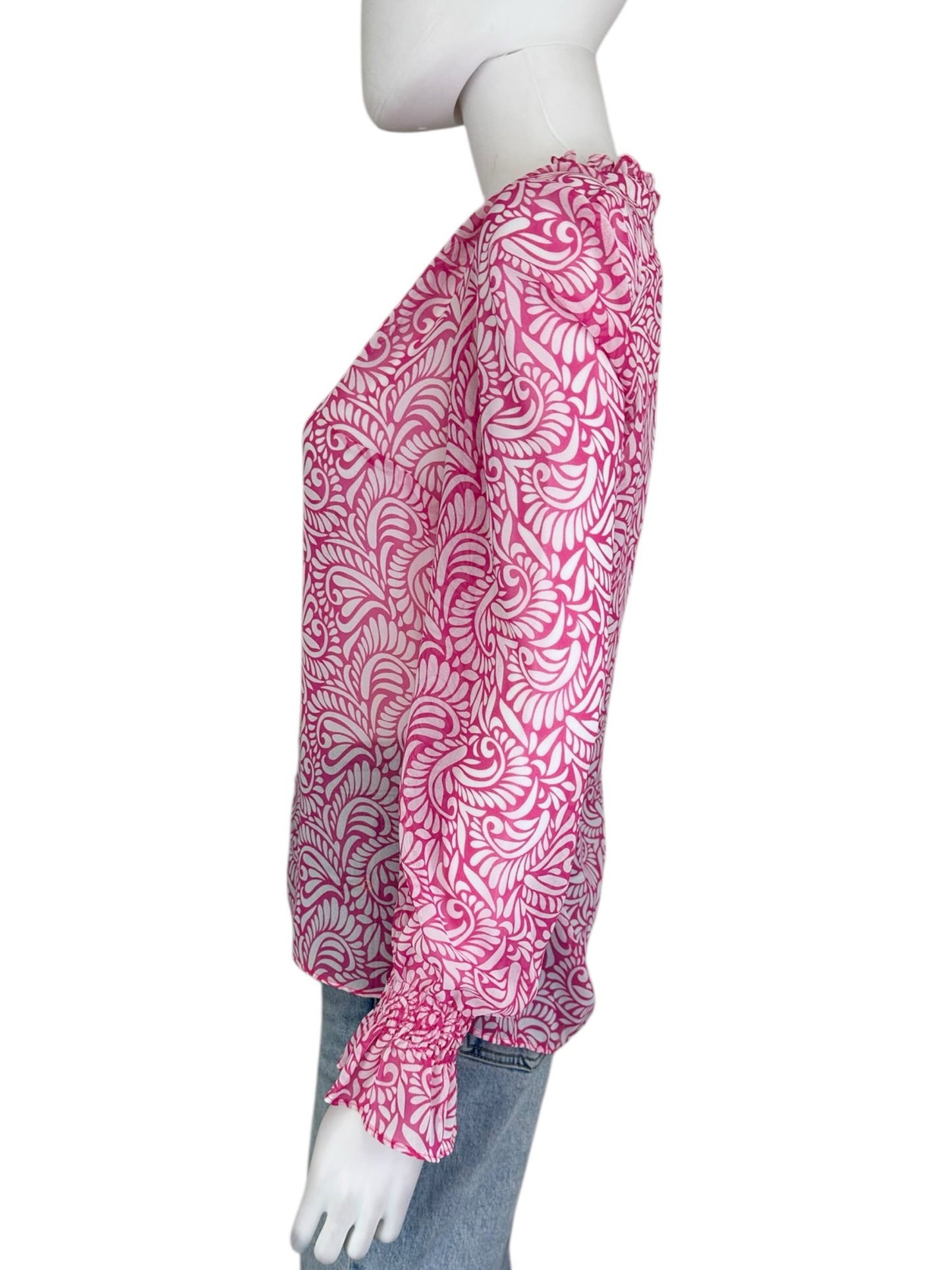 Boden Light Pink Paisley Blouse Size 2