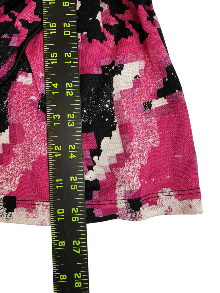 ETCETERA Pink Houndstooth 100% Silk Wrap Blouse Size M