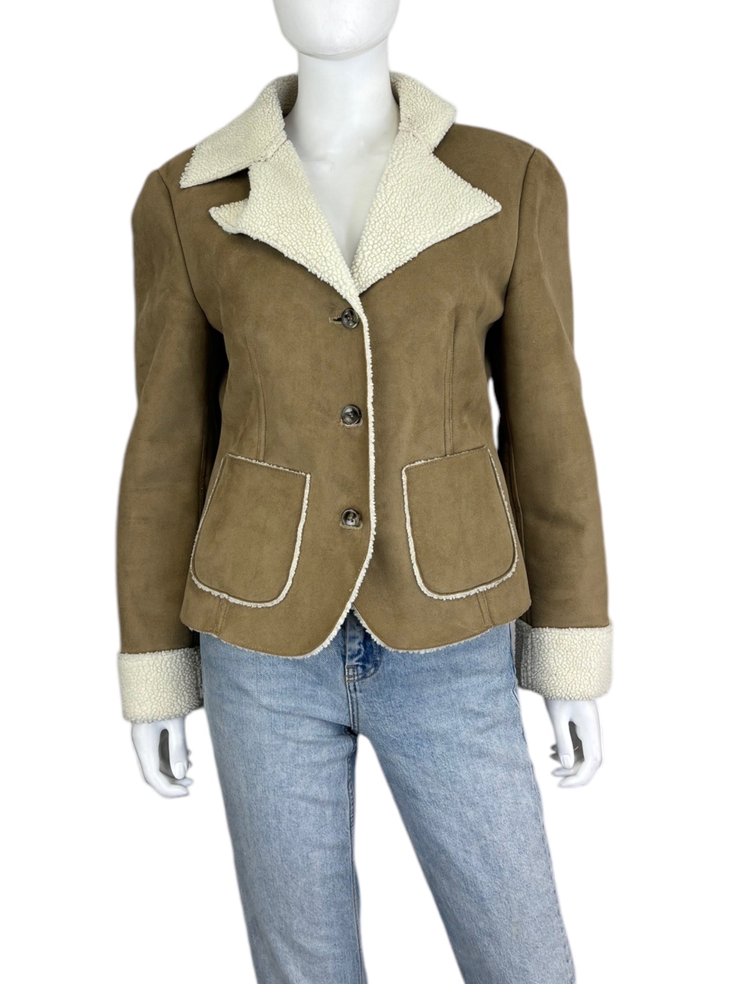 JONES NEW YORK Tan Vegan Suede Jacket Size M