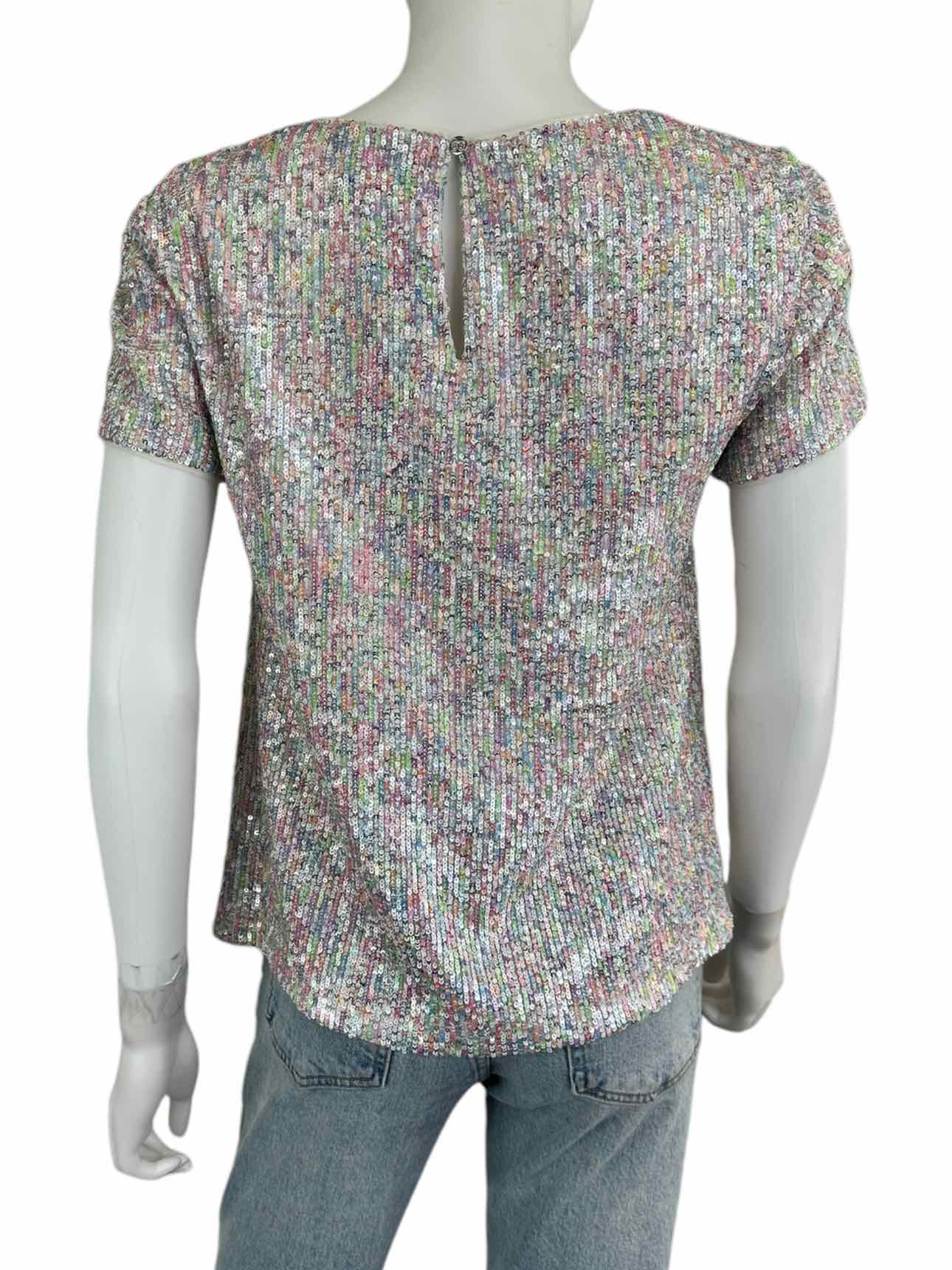 CeCe NWT Rainbow Sequin Blouse Size 4