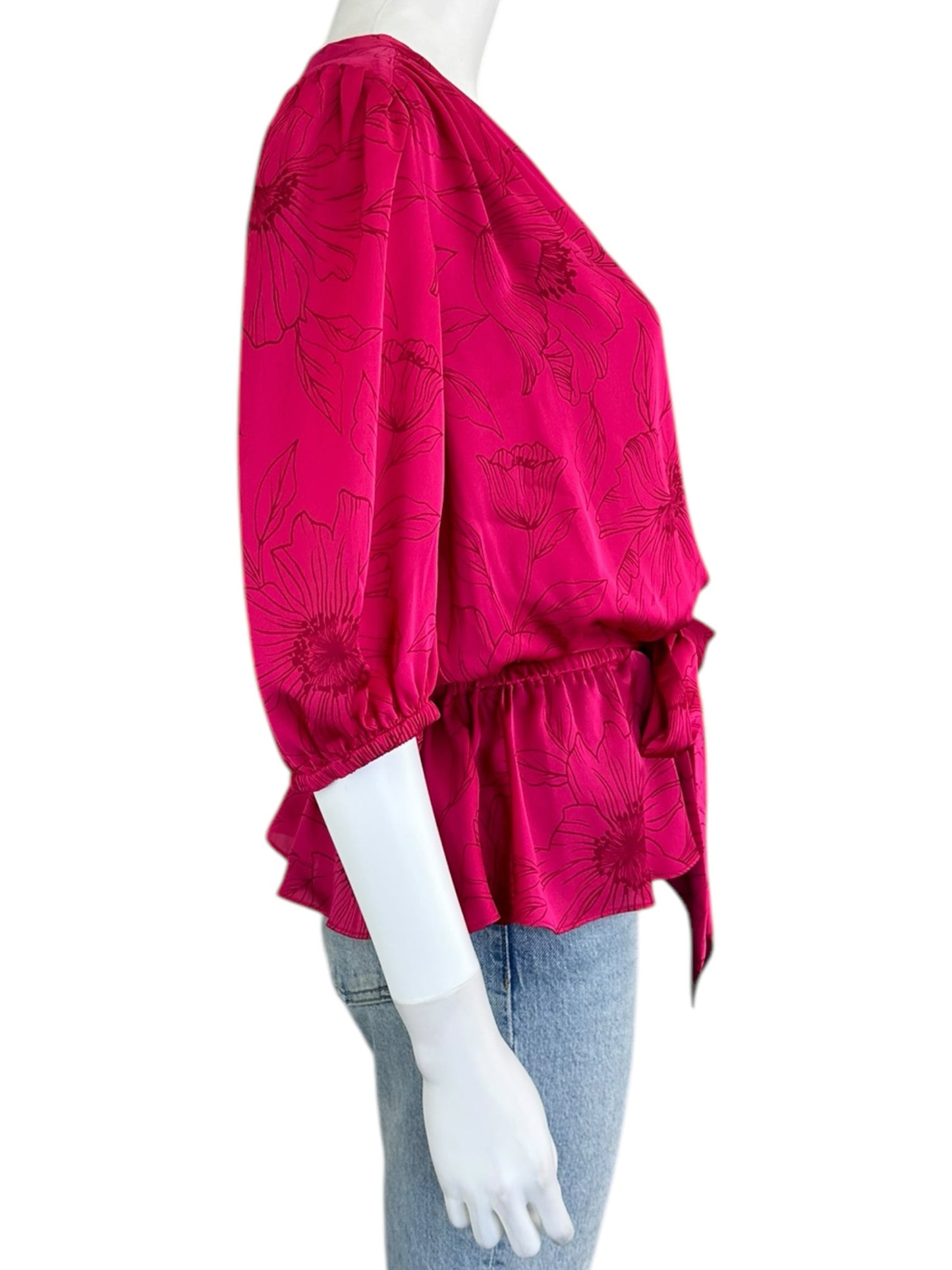joie Hot Pink Floral Blouse Size L