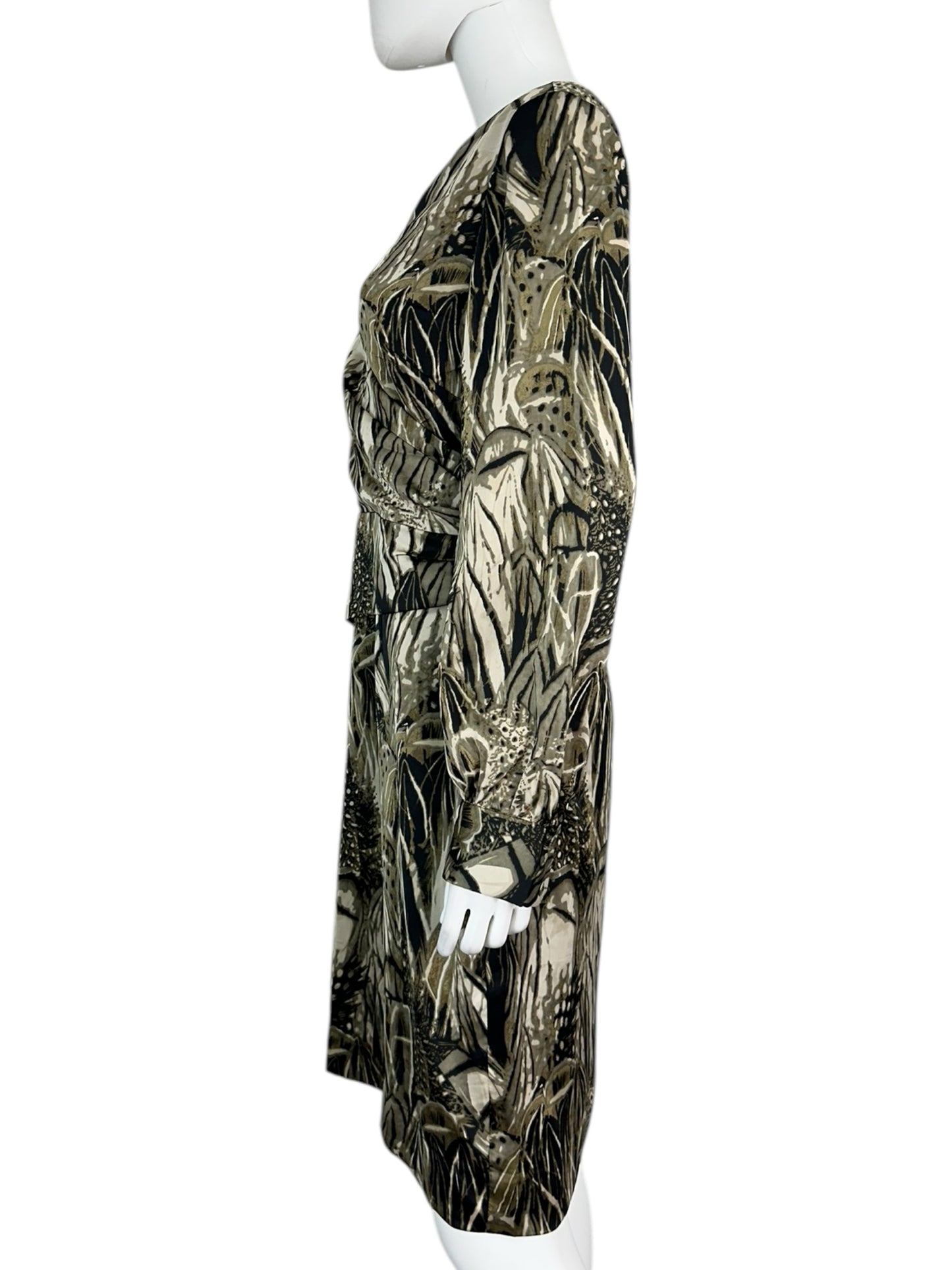 ANTONIO MELANI Black Satin Print Dress Size 8