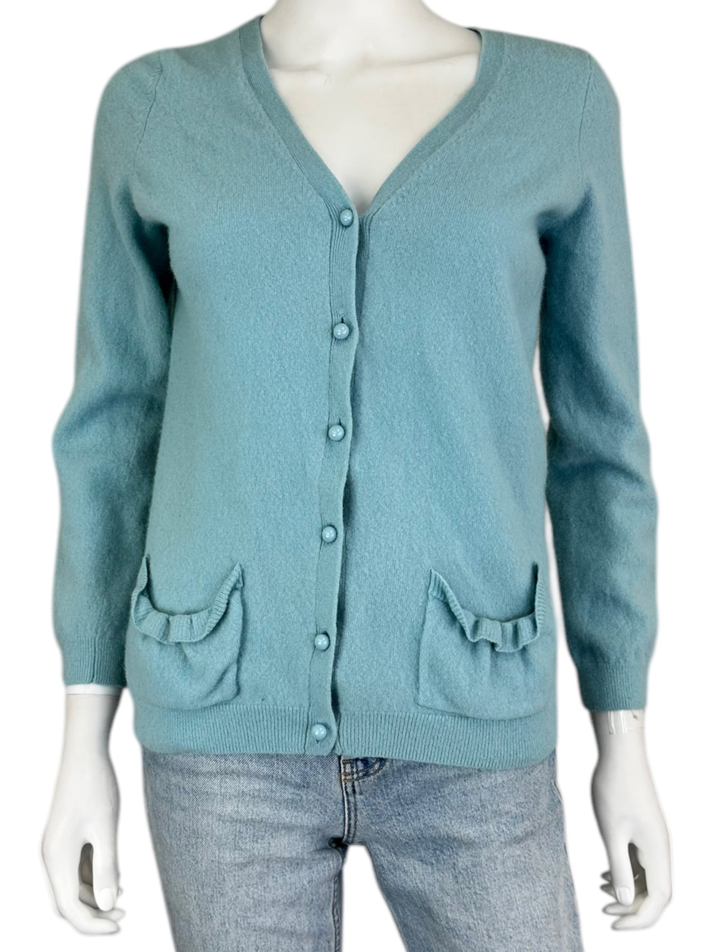 Talbots Blue Lambswool & Angora Sweater Cardigan Size S