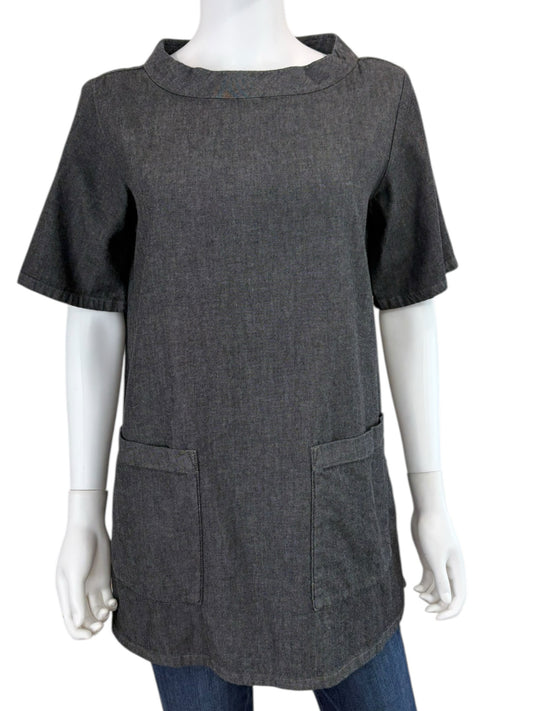 EILEEN FISHER Gray Organic Cotton Blouse Size XS