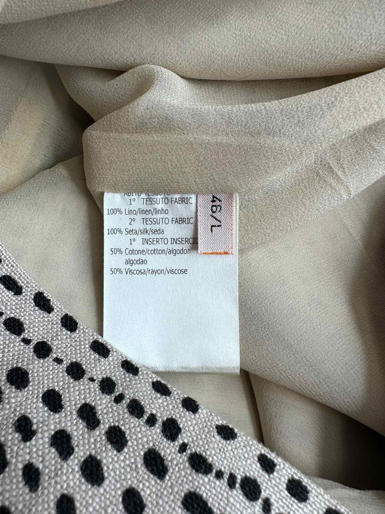Giambattista Valli Tan Linen Print Dress Size L